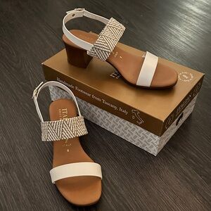 Italian Shoemakers White and Tan Sandals